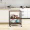 3-Tier Rolling Microwave Stand with Lockable Wheels & 10 Hooks – Adjustable Industrial Storage Shelf for Kitchen, Carbon Steel & Wood (110lbs Capacity, 23.62×15.75×30”)